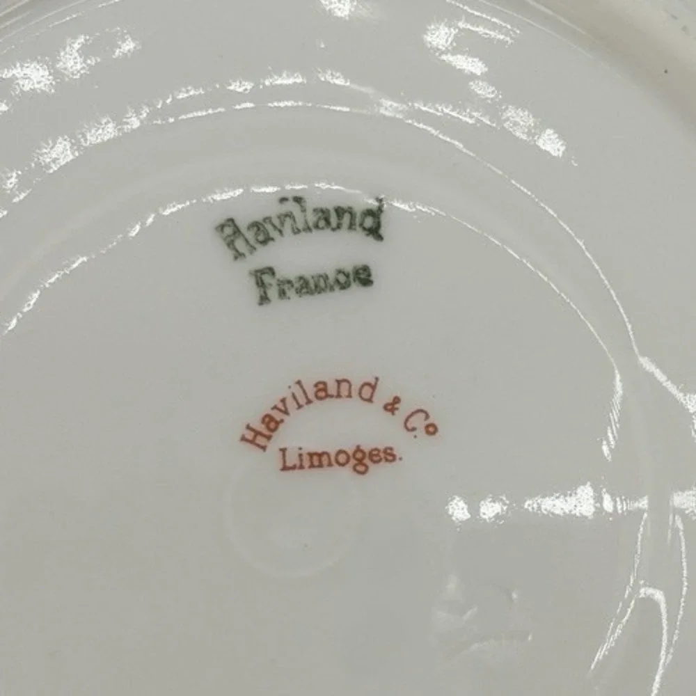Set of 4 Vintage Haviland & Co Limoges Schleiger Gold‎ Trim Floral Saucers 5.25